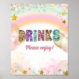 Pastel Lovertjes Glitter Dubbele Verjaardag Drankj Poster
