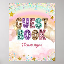 Pastel Lovertjes Glitter Dubbele Verjaardag Gastbo Poster