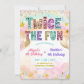Pastel Lovertjes Glitter Dubbele Verjaardag Kaart (Voorkant)
