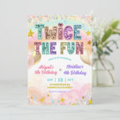 Pastel Lovertjes Glitter Dubbele Verjaardag Kaart (Staand voorkant)