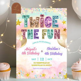 Pastel Lovertjes Glitter Dubbele Verjaardag Kaart