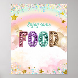 Pastel Lovertjes Glitter Dubbele Verjaardag Voedse Poster