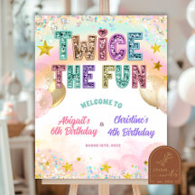 Pastel Lovertjes Glitter Dubbele Verjaardag Welkom