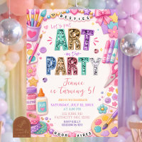 Pastel Lovertjes Kunst Feest Verjaardagsuitnodigin