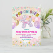 Pastel Lovertjes Pop Over Hond Ballon Uitnodiging (Staand voorkant)