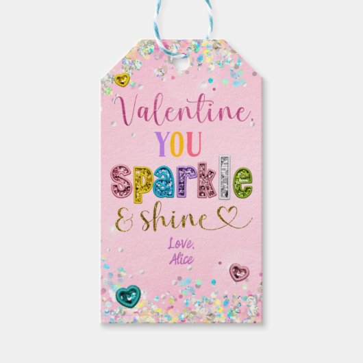 pastel lovertjes sequin jij fonkelt en straalt cadeaulabel (Voorkant)