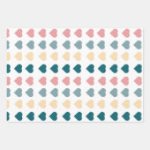 Pastel Loving Hearts set van 3 Inpakpapier Vel (Voorkant)