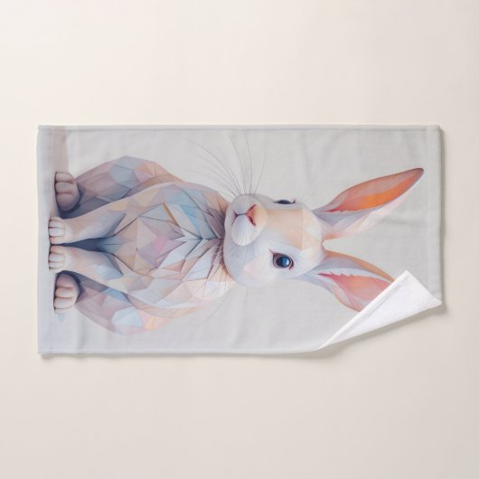 Pastel Low-Poly Bunny Handdoek (Handdoek)