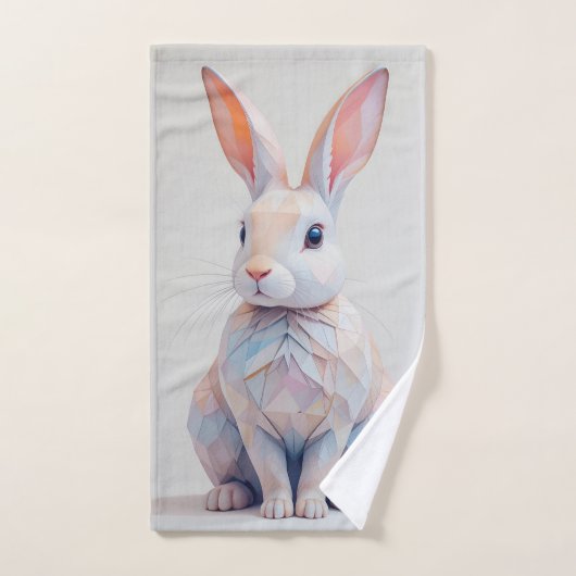 Pastel Low-Poly Bunny Handdoek (Handdoek)