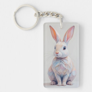 Pastel Low-Poly Konijn Sleutelhanger