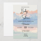 Pastel lucht baby shower kaart (Voorkant / Achterkant)