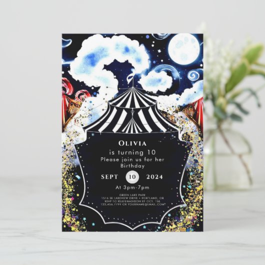 Pastel Luchtige Circus Verjaardag Kaart (Staand voorkant)