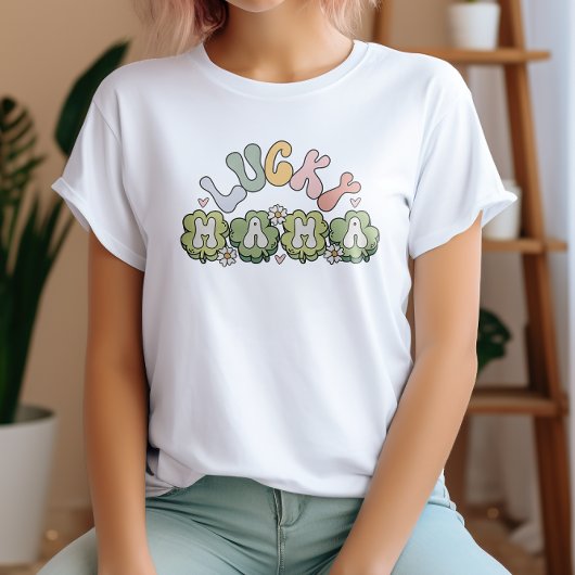 Pastel LUCKY MAMA Klaver St. Patricks Day T-shirt