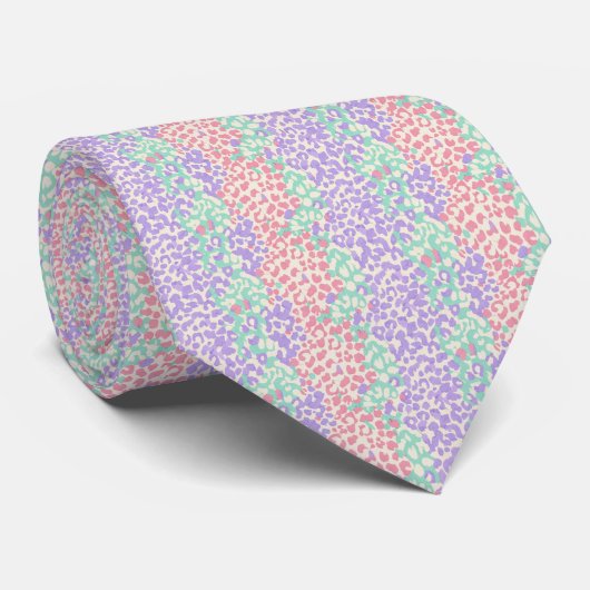 Pastel Luipaard Dierprint Patroon Stropdas (Opgerold)