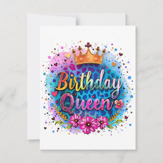 Pastel Luipaard Verjaardag Koningin Kaart