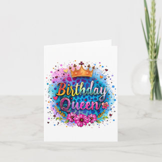 Pastel Luipaard Verjaardag Koningin Kaart