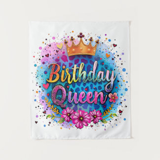 Pastel Luipaard Verjaardag Koningin Wandkleed