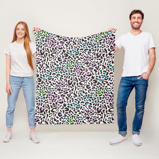 Pastel luipaardprint fleece deken (In situ)