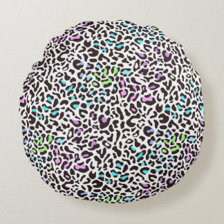 Pastel Luipaardprint Ronde Kussen
