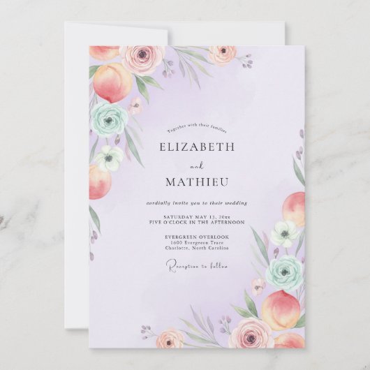 Pastel Maagdenpalm Loof Eucalyptus Bruiloft Kaart (Voorkant)