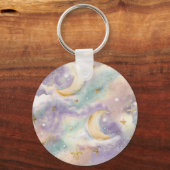 Pastel Maan en Sterren Hemels Sleutelhanger (Voorkant)