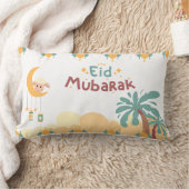 Pastel Maan & Palm Eid Mubarak Worp Kussen- eid Kussen (Deken)