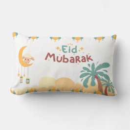 Pastel Maan & Palm Eid Mubarak Worp Kussen- eid Kussen