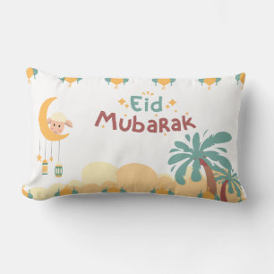 Pastel Maan & Palm Eid Mubarak Worp Kussen- eid Kussen
