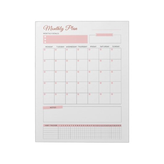 Pastel Maandelijks Plan Notitieblok - Plan uw maan (Linkerzijde)
