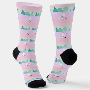 Pastel Maanverlichte Kerst Tegelgloed Sokken