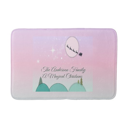 Pastel Maanverlichte Kerstbadglans Badmat (Voorkant)