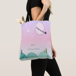 Pastel Maanverlichte Kerstboodschappentas Tote Bag