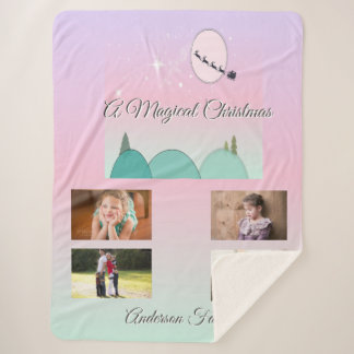 Pastel Maanverlichte Kerstmis Familie Magie Sherpa Deken