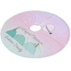 Pastel Maanverlichte Kerstmis Familie Rok Gloeit Fleece Kerstboom Rok