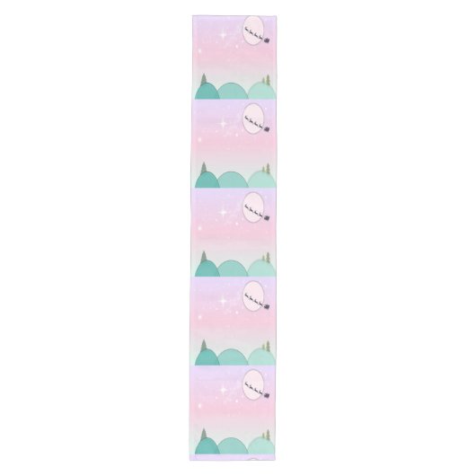 Pastel Maanverlichte Kersttafeldecoratie Medium Tafelloper (Voorkant)