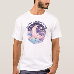 Pastel maanverlichte nacht - Dromerige halve maan T-shirt