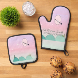 Pastel Maanverlichte Winter Fluisteringen Ovenwant & Pannenlap Set