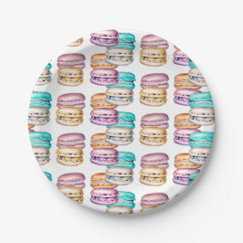 Pastel Macaron Cookie Thema Verjaardagsfeestje Papieren Bordje
