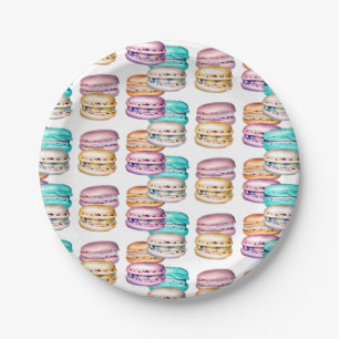 Pastel Macaron Cookie Thema Verjaardagsfeestje Papieren Bordje