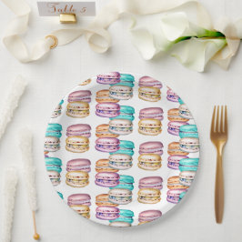 Pastel Macaron Cookie Thema Verjaardagsfeestje Papieren Bordje
