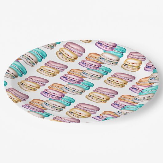 Pastel Macaron Cookie Thema Verjaardagsfeestje Papieren Bordje (Gekanteld)