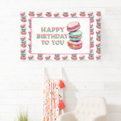 Pastel Macaron Cookie Thema Verjaardagsfeestje Spandoek (Insitu)