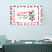 Pastel Macaron Cookie Thema Verjaardagsfeestje Spandoek (Beurs)