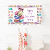 Pastel Macaron Cookie Thema Verjaardagsfeestje Spandoek (Insitu)
