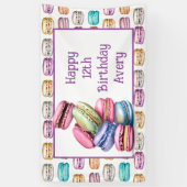 Pastel Macaron Cookie Thema Verjaardagsfeestje Spandoek (Verticaal)