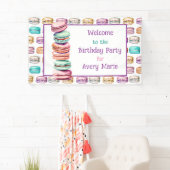 Pastel Macaron Cookie Welkom op Verjaardagsfeest Spandoek (Insitu)