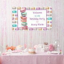 Pastel Macaron Cookie Welkom op Verjaardagsfeest