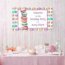 Pastel Macaron Cookie Welkom op Verjaardagsfeest Spandoek