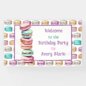 Pastel Macaron Cookie Welkom op Verjaardagsfeest Spandoek (Horizontaal)