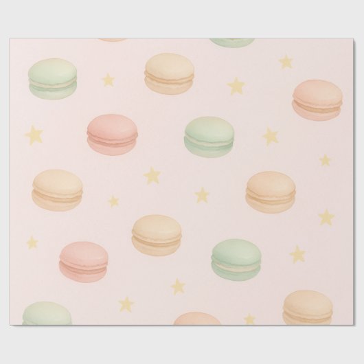 Pastel Macaron & Stars Watercolor Wrapping Paper Cadeaupapier (Vlak)